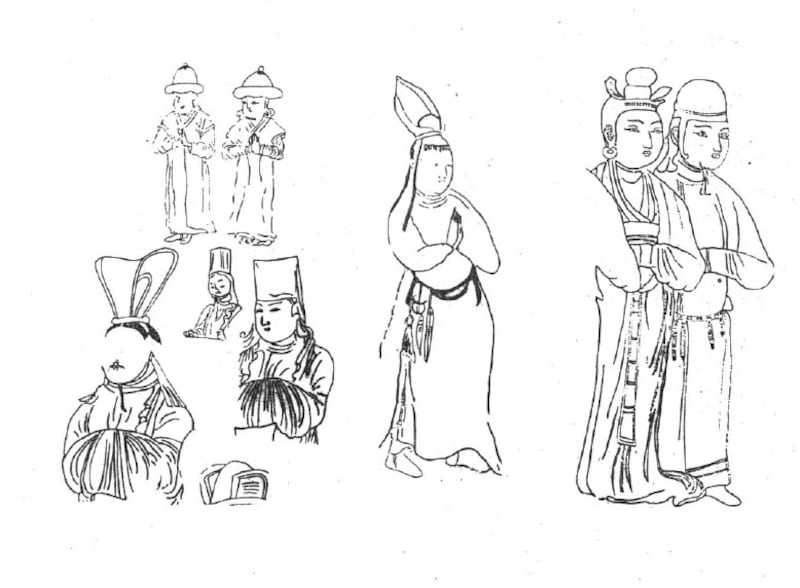 مۇھەممەد ئەمىن بۇغرا ئۆز دەۋرىدە «قۇتلۇق تۈركان» ئوپېراسىنى سەھنىگە ئېلىپ چىقىشتا دېكوراتسىيە ئۈچۈن تەييارلىغان كۇچادىكى قىزىل مىڭئۆي تام رەسىملىرى ئاساسىدا قايتا سىزدۇرغان رەسىملەردىن بىر پارچە