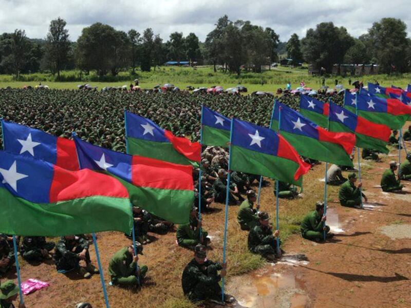 A Myanmar military training graduation ceremony held in Kyauktalongyi Township, Oct. 3, 2024.