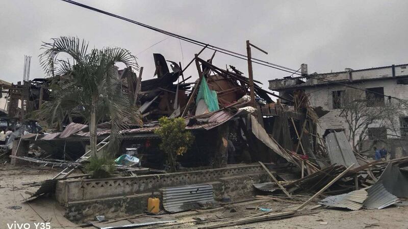 ရှမ်းပြည်နယ်မြောက်ပိုင်း နမ့်ခမ်းမြို့ လေကြောင်းတိုက်ခိုက်မှုဖြစ်ပြီး ၂၀၂၄ ခုနှစ်၊ စက်တင်ဘာ ၆ ရက်နေ့က တွေ့ရစဉ်။ (Citizen Photo)