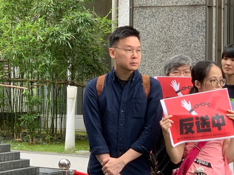 前太阳花领袖林飞帆到场声援香港。(记者 黄春梅摄)