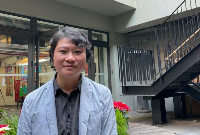 潘嘉伟表示，香港人的集会自由在自权移交后已每况愈下。(陈子非摄)