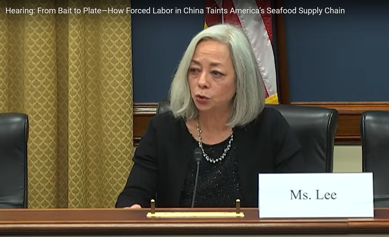 美国劳工部负责国际事务的副部长西娅·李(Thea Lee)在听证会上表示,美国希望协助扩大无线网络的复盖,改善印太地区的渔业劳动环境。(视频截图/美国国会官网)