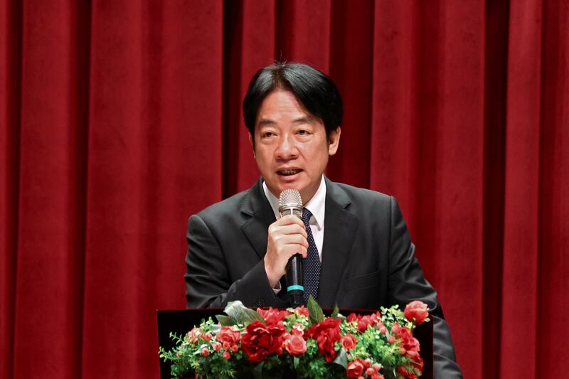 Taiwan President Lai Ching-te speaks at an event marking the 75th anniversary of the Battle of Guningtou, on Kinmen Island, Taiwan October 25, 2024.