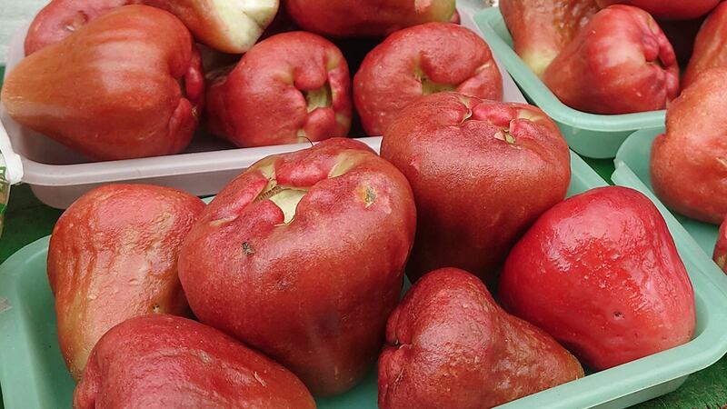 台北水果连雾。(美联社)