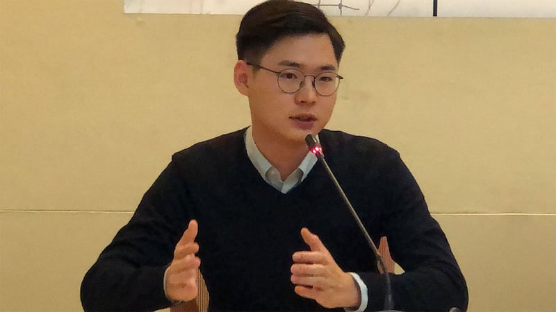 台湾基进党发言人颜铭纬。(记者夏小华摄)