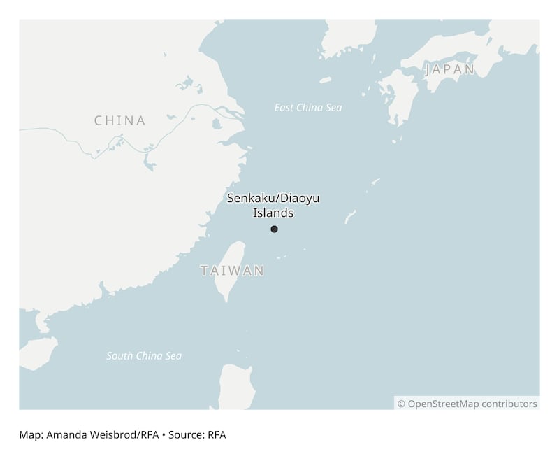 Map showing proximity of the Senkaku/Diaoyu islands to China, Taiwan and Japan.