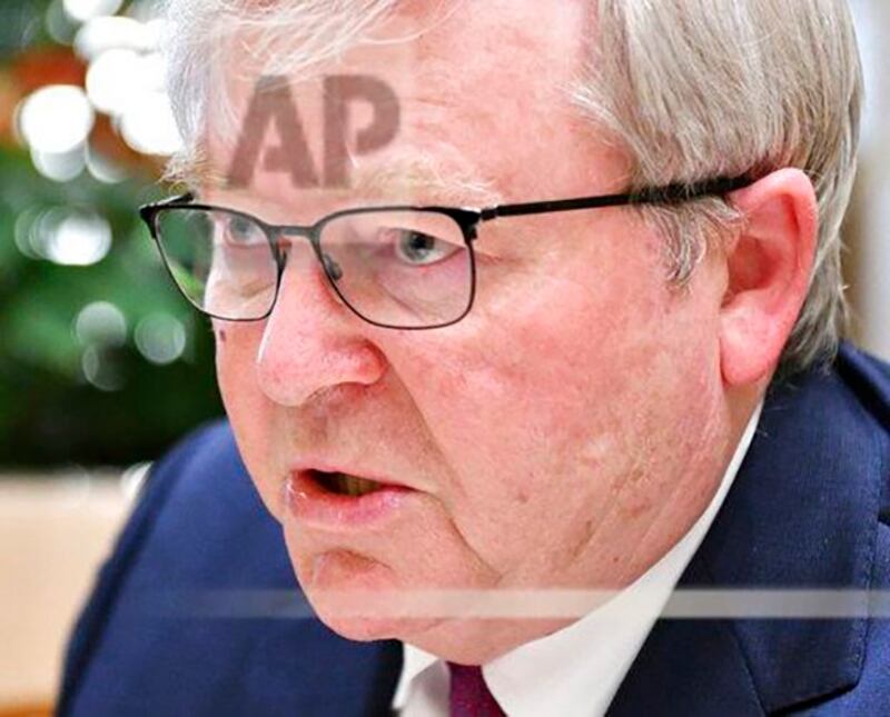 主持活动的澳大利亚前总理陆克文(Kevin Rudd)(美联社)