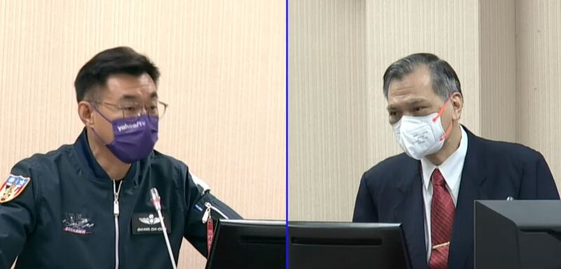 国民党立委江启臣质询指,中美进入冷却期,对于台湾而言是否为一个契机?(截图自台湾的立法院直播)