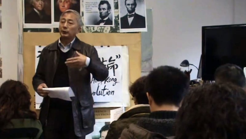 唐元隽在2019年一场活动中谈香港鱼蛋革命（截图自YouTube@yuanjun tang）