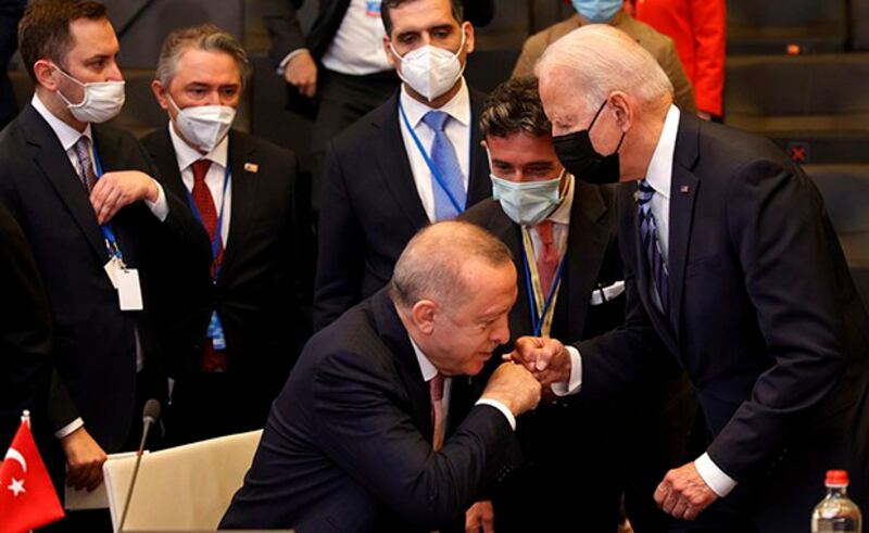 北大西洋公约组织三十个成员国的领导人6月14日参加在比利时布鲁塞尔举行的峰会(美联社)