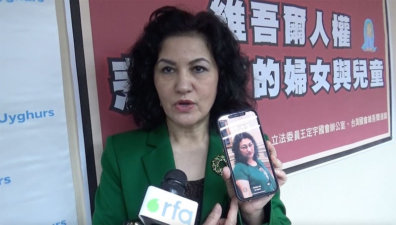 “维吾尔运动”组织创办人茹仙·阿巴斯(Rushan Abbas)21日受访控诉她的姐姐被判处长期监禁。(记者夏小华摄)