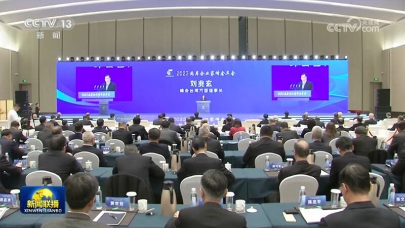 两岸企业家峰会理事长刘兆玄致词(视频截图/CCTV)