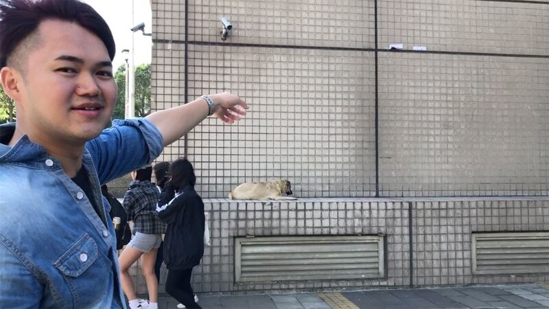 港生曾同学指发生港生遭陆生施暴的事发地点,连侬墙字报都已被清除。(记者夏小华摄)