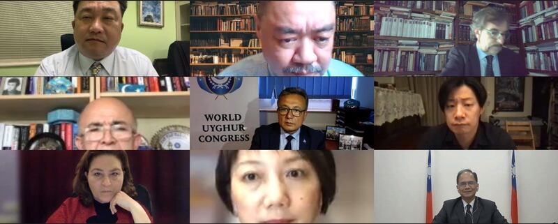 台湾立法院人权促进会7月30日晚间举行台湾首场“维吾尔议题国际线上公听会”，美国、加拿大、英国、欧洲议会关注维吾尔人权者都与会。（台湾立法院人权促进会直播截图）