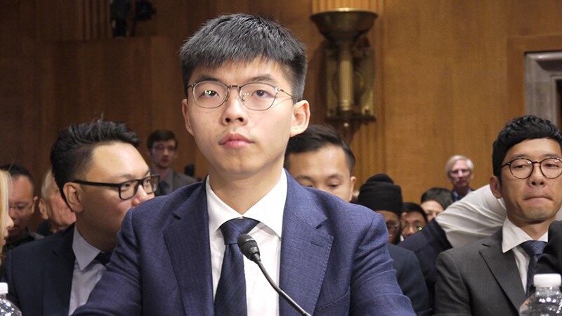 香港众志秘书长黄之锋2019年9月17日在美国国会作证,呼吁通过《香港人权及民主法案》。(记者郑崇生摄)