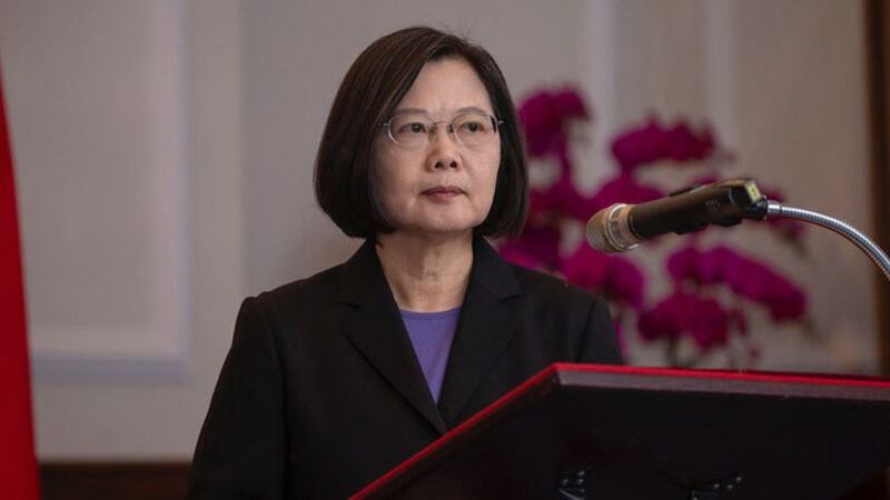 2019年10月16日,蔡英文在总统府接见AIT主席莫健并发表谈话。(总统府提供)