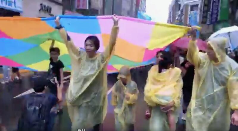 台北九二九撑港反极权游行。（记者夏小华摄）