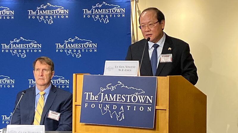 台湾国安局副局长陈文凡去年受邀在美国智库演讲。(RFA资料照、记者王允摄影)