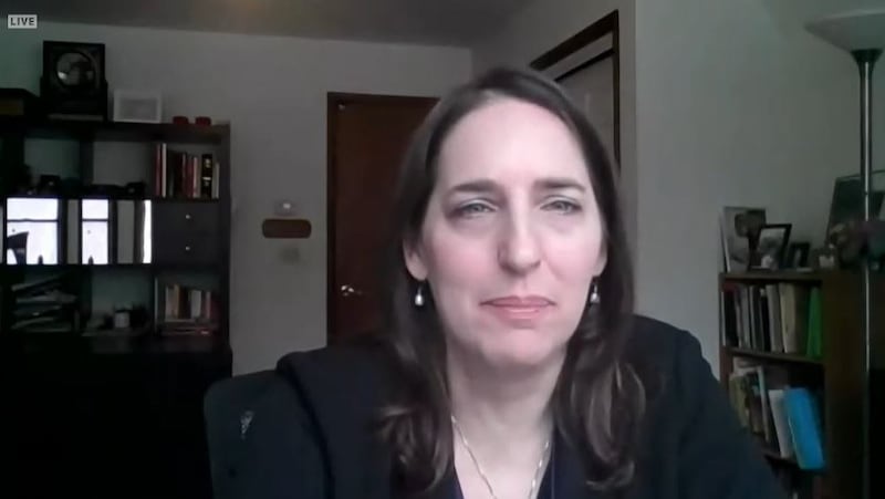 2024年3月11日,国际人权组织自由之家中国问题高级顾问莎拉·库克(Sarah Cook)在华盛顿智库威尔逊中心(Wilson Center)研讨会上。(视频截图/威尔逊中心官网)